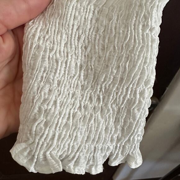 ZARA | White High Neck Pleated Smocked Blouse | Size Medium - Picture 9 of 9